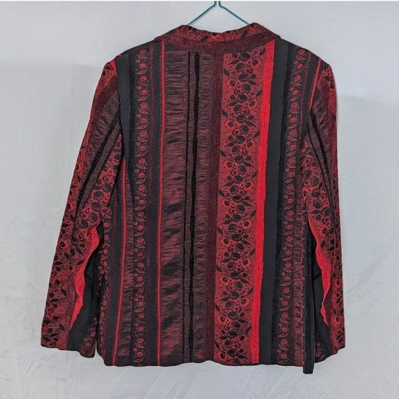 Vintage TanJay Textured Lace Stripe Zip Jacket Women's‎ L 90's Career Embroidery - Picture 10 of 10